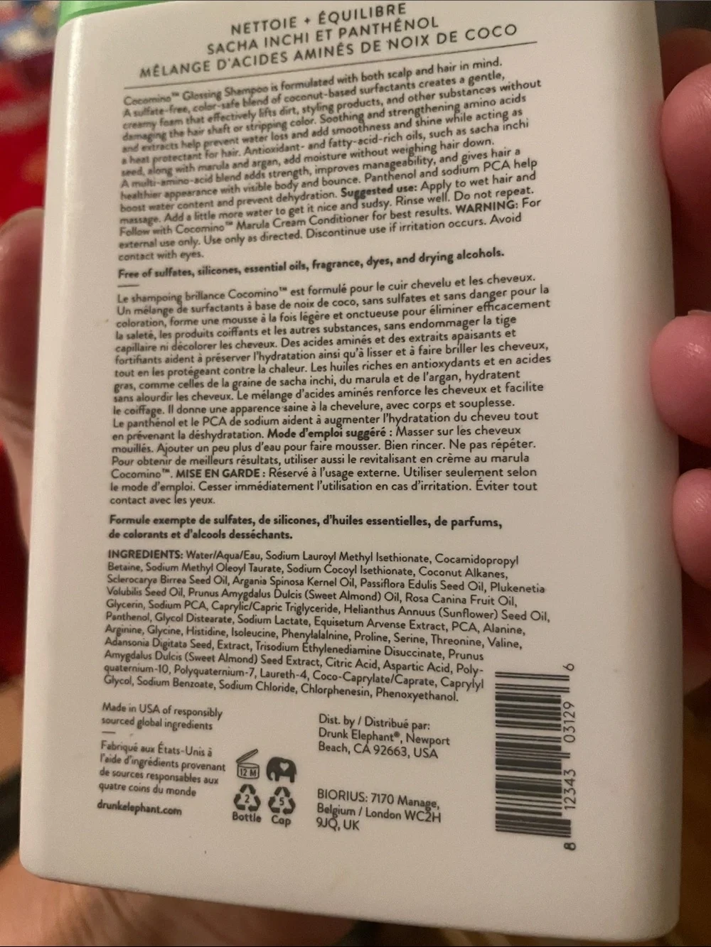 Drunk Elephant Cocomino Glossing Shampoo and Nexxus Keraphix repair